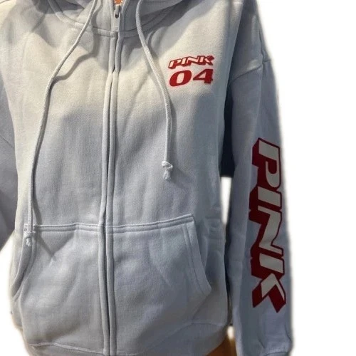 UNDERCOVER Victoria Secret ROSA Felpa con Cappuccio Full Zip con Cappuccio Manica Lunga LT BLUE Large Nuova con etichette