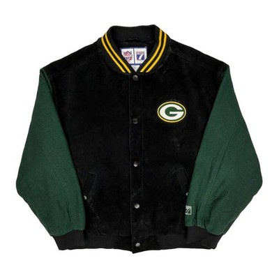 Packers Logo 7 Football Varsity Jacket - Large Black Leather