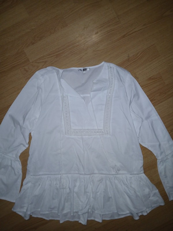 Seven7 Jeans Shirt Womens White Peasant Long Sleeve SZ Large