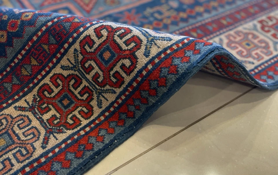 Antique Caucasian rug 3'x2"x6'6" very good condition vegetable dye wool & cotton - Image 3 of 4