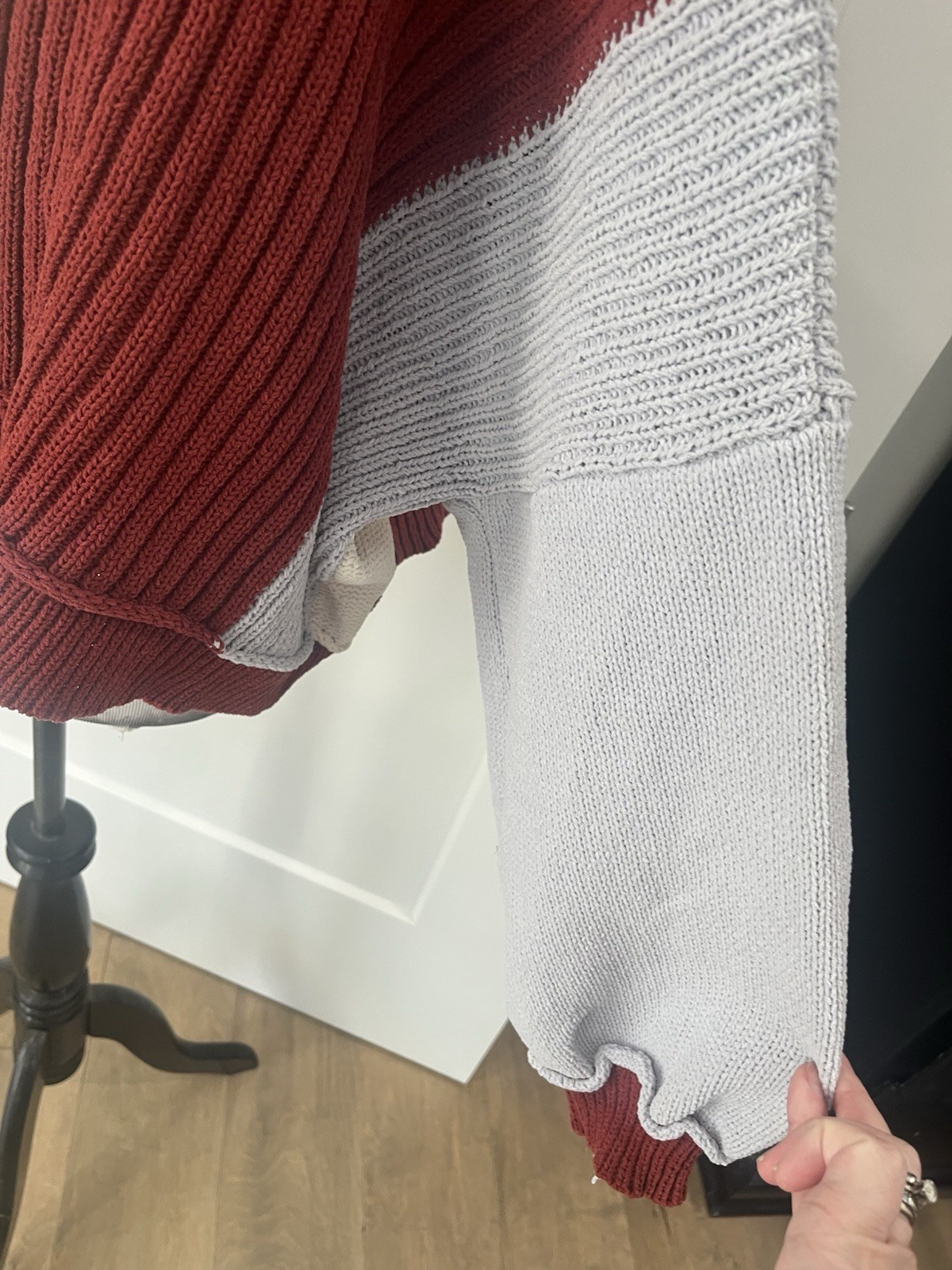 POL Patchwork Block Colored Cropped Sweater Size … - image 8