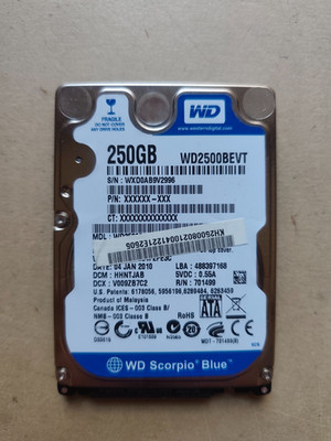 Western Digital WD2500BEVT 250GB 2,5'' HDD Festplatte 5400rpm 8MB SATA II