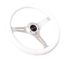 Nrg 350mm Chrome Steering Wheel 3 Spoke Center White Wood St-015ch-wt Classic Nrg 350mm Chrome Steering Wheel 3 Spoke Center White Wood St-015ch-wt Classic