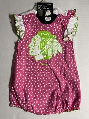 Baby Girl Piece NHL Hockey Creeper Set Chicago Blackhawks Pink
