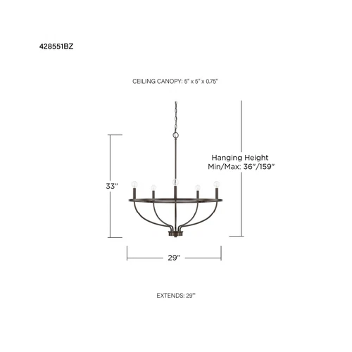 HomePlace Lighting 428551BZ Greyson Urban/Industrial Vine-Style Round Chandel... - Picture 2 of 3