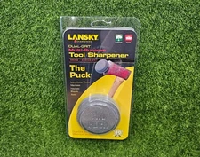 Lansky Puck Sharpener Dual-Grit Carbide Stone For Mowers Machetes Garden Tools