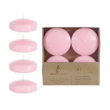 Mega Candles - Unscented 3" Floating Disc Candles - Pink, Set of 12