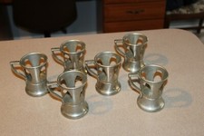 6 Vintage Original Early Set Of Six Metal Lily Soda Fountain Glass Cup Holders