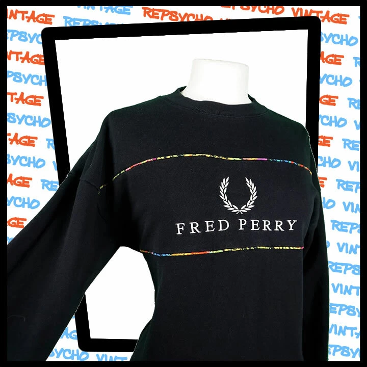 FRED PERRY Women s Liberty Print SWEATSHIRT G5116 Black