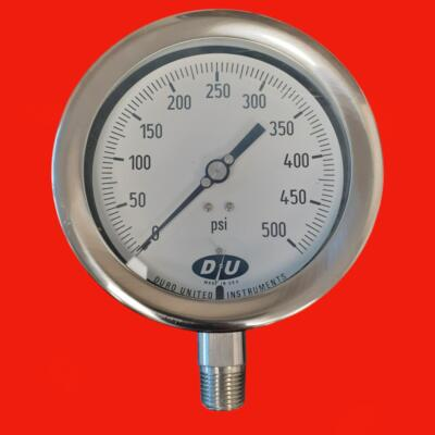 #ad DURO 4207 1033 CERT Industrial Pressure Gauge: 0 to 500 psi 4 1 2 in Dial 1 2 $205.00