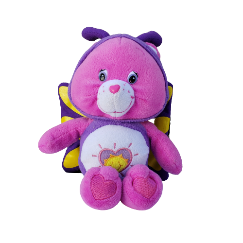 Care Bear 2006 Shine Bright Butterfly Wings Plush Toy 10" Pink Purple Yellow - Picture 1 of 10