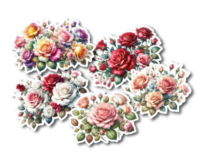 Roses Vinyl Stickers 3'' For Laptops, Cups,  Etc. Indoor, Water Resistant
