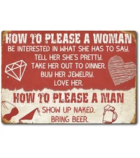 How To Please A Woman A Man Sign Aluminum Metal Retro Look Funny Garage Man Cave