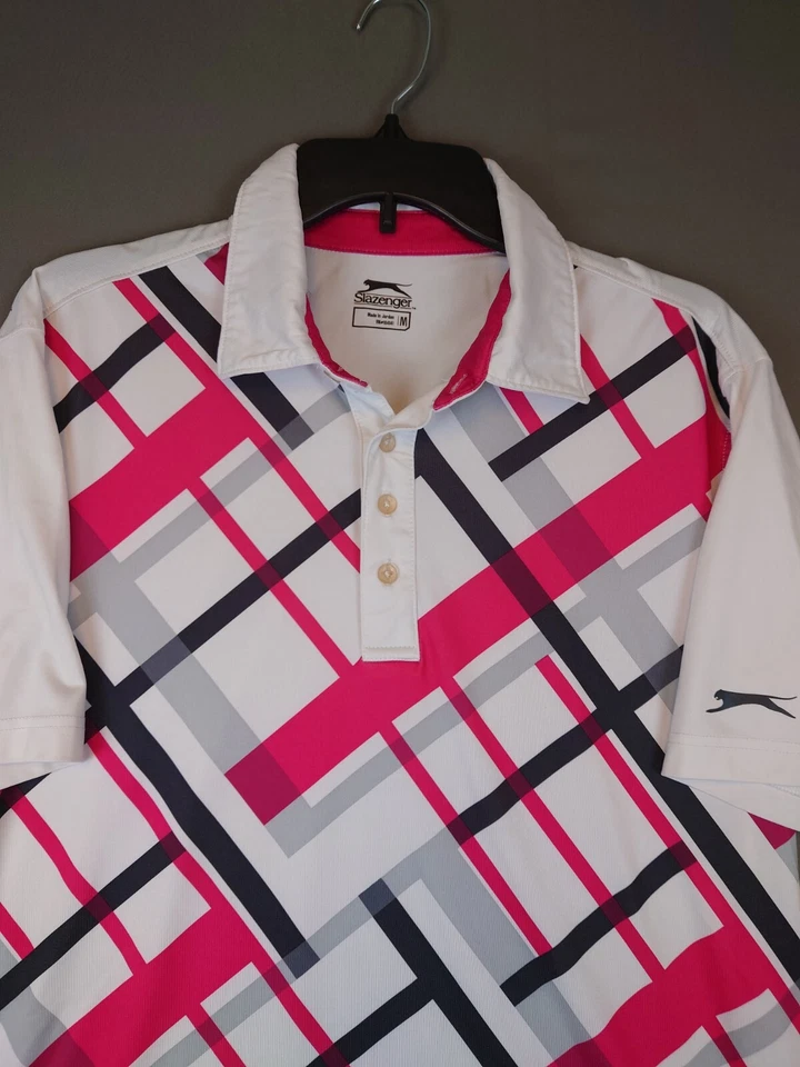 Рубашка-поло Slazenger с геометрическим узором и коротким рукавом с воротником для гольфа мужская размер средний - Изображение 4 из 4