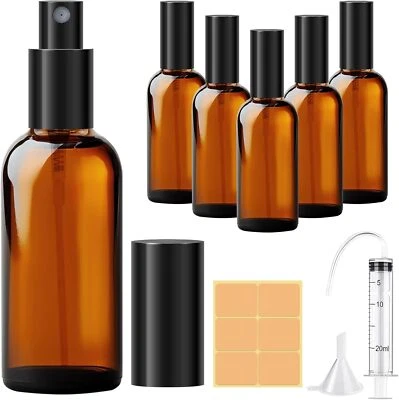 4 x 100ml Amber Glass Spray Bottle Essential Oil Atomiser Mist Sprayer Container
