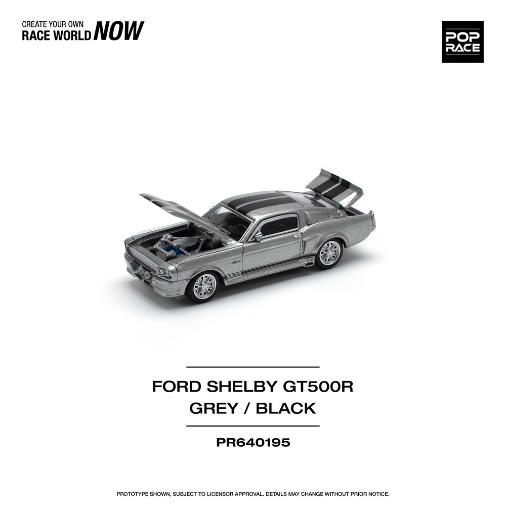POPRACE 1/64 1967 Shelby Mustang GT500 Grey Black Diecast Model Car In Stock