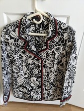 Nina McLemore Womens Black White with Red Floral Print Jacket Blazer Size 10