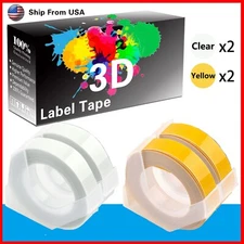 (2Clear+2Yellow) LabelTape 3D Fit For Dymo 20008 1540 Dymo 814580
