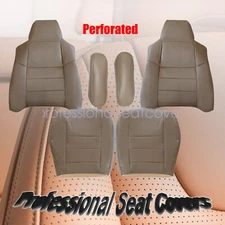 6 x For 2002-2007 Ford F250 Front Bottom & Top Perforated LEATHER Seat Cover Tan