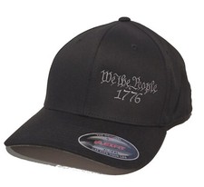 We The People 1776 Patriotic Embroidered 2XL XXL 7 3/8-8 FLEXFIT Black Hat 6277