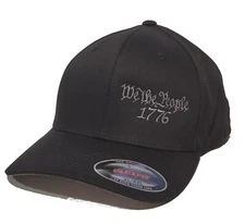 We The People 1776 Patriotic Embroidered 2XL XXL 7 3/8-8 FLEXFIT Black Hat 6277