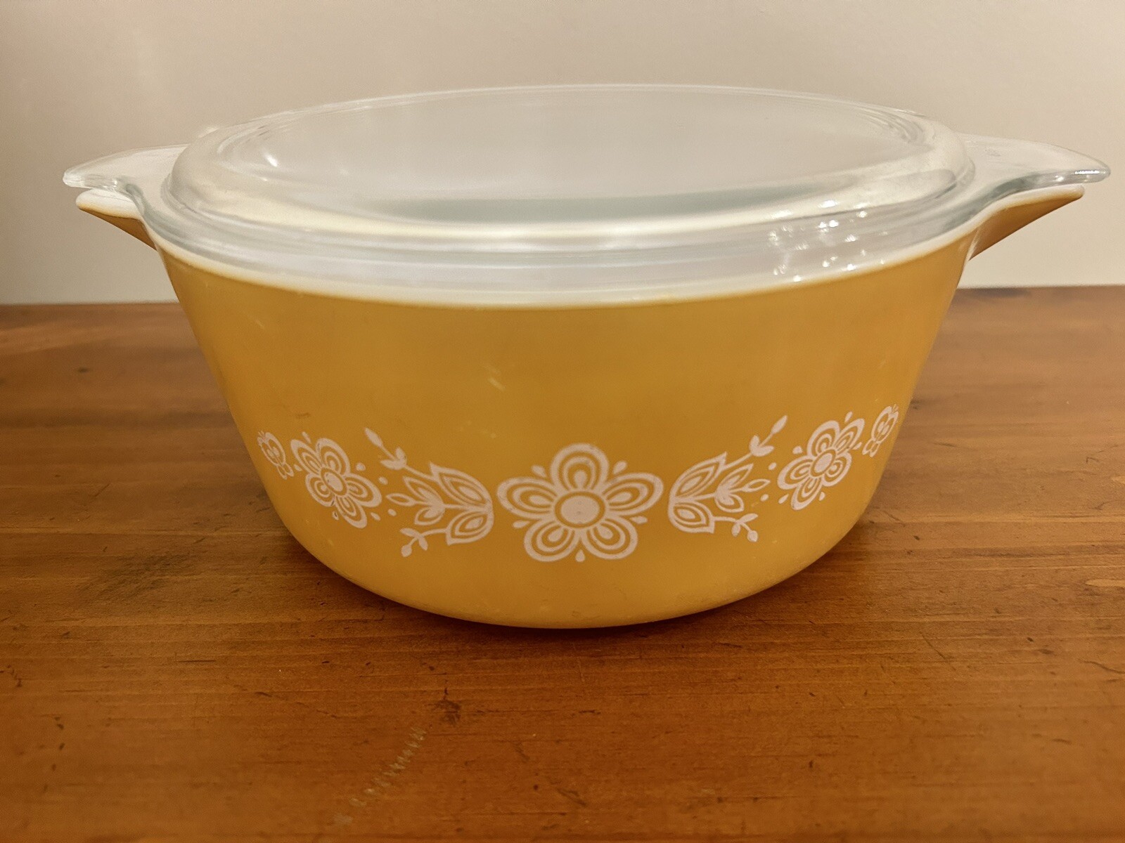VTG PYREX Butterfly Gold Casserole Dish Clear Glass With Lid 2.5 QT 475 B-2 1/2