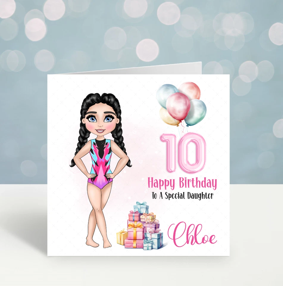 Girls Gymnastics Birthday Card Gymnast Daughter Childrens Niece Friend Sister - Image 2 of 4