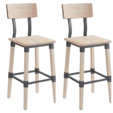 2 PACK Industrial Style Rustic White Wash Wood Restaurant Dining Barstool