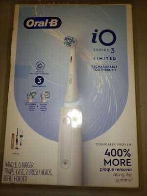 Oral-B iO Series 3 Limited Rechargeable Electric Powered Toothbrush, White