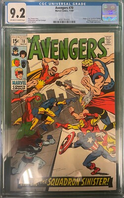 AVENGERS  #70  CGC 9.2  OFF WHITE TO WHITE  (ORIGIN SQUADRON SINISTER)