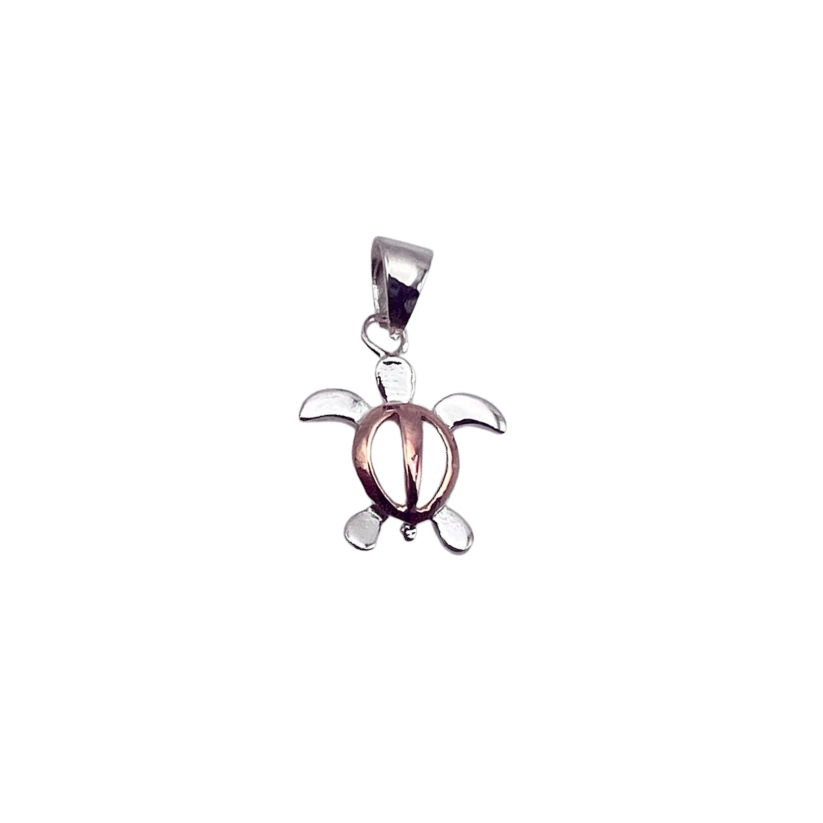 Open Sea Pendant (Small) 925 Silver in Rose Tone Hawaiian Turtle Free Shipping