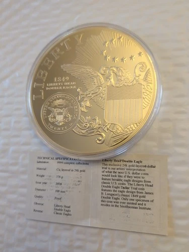 2016 Liberty Head Gold Double Eagle Jumbo 1849 Commemorative Coin w/COA