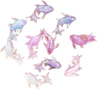 100Pcs Colorful Cute Mini Shiny Miniature Resin Goldfish Figurines, DIY Terra...