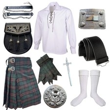Men's Traditional Scottish Outfit 10 Pcs Tartan kilt Weeding Set in 50 Tartans