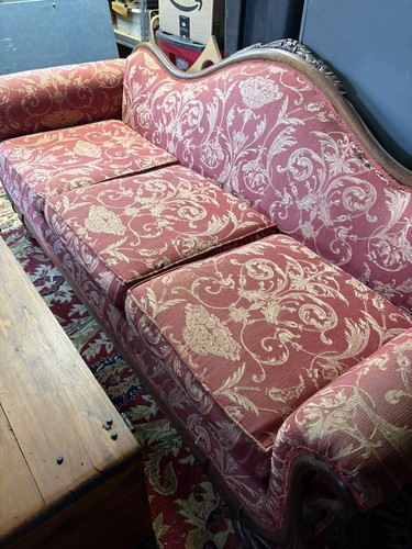 Antique gooseneck sofa. Rare piece with foam cushions.