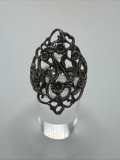 Vintage Sterling Silver Floral Filigree Ring Size 8.5
