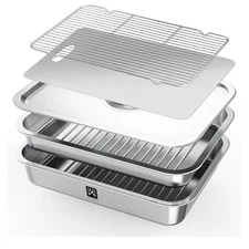 Grilling Prep and Serve Tays,Stainless Steel Grill Carry System,Stainless Ste...