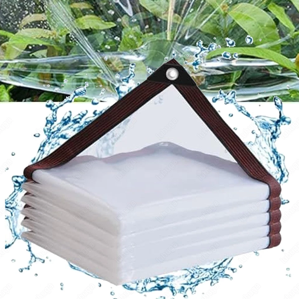 DEPMOG Wasserdichte Transparente Plane mit Ösen PVC Schutzplane LKW Folie Klare Garten