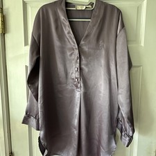 Victoria  s Secret Gold Label Satin Night Shirt Purple Monogram Medium Vintage