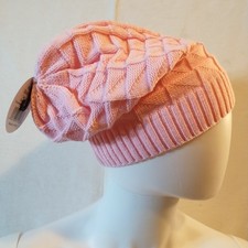 Women Men Hat Pink Knit Slouch Hat Winter Warm Baggy Ski Beanie Stocking Cap