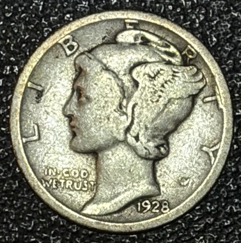 1928-D Mercury Dime  - Fine Details - Circulated - 90% Silver