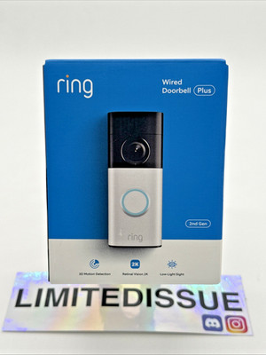 NEWEST MODEL Ring Wired Doorbell Plus 2nd Gen Retinal 2K 3D Motion Detection NEW