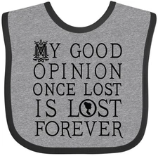 Inktastic Jane Austen Good Opinion Quote Baby Bib Literature Prejudice Books