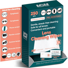 250 Pre-Moistened Lens Wipes for Clear Eyeglasses and Screens