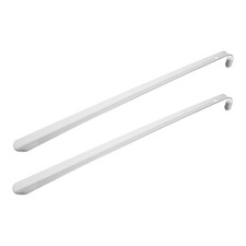 28in Shoe Horn 2Pcs Metal Curved Handle Shoe Helper Silver Tone