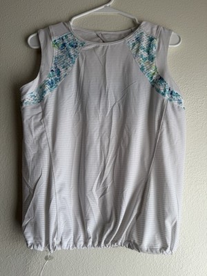 Lija Activewear Tank Top White Blue Womens Size Medium Tennis Yoga Golf Light