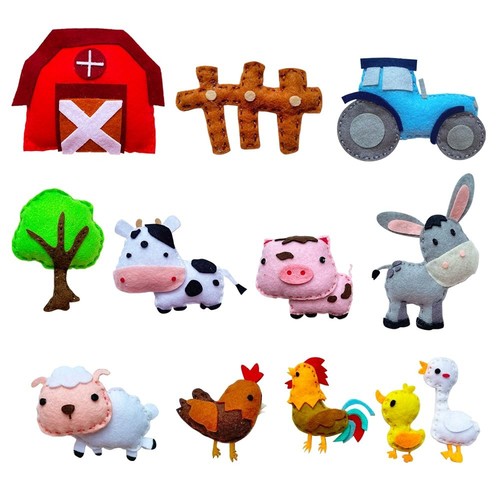 Felt DIY Sewing Kit for Kids Ages 6-12 - Create 12 Adorable Farm Animal Plush...