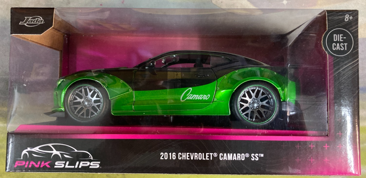 New 2025 Jada Pink Slips 2016 Chevrolet Camaro SS 1:24 - Green w