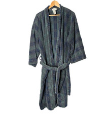 Vintage Christian Dior Robe Plaid Terry Cloth Green Blue Men One Size Fits Most