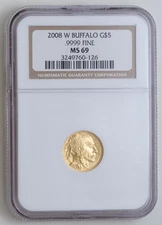 2008 W $5 1/10oz Gold Buffalo NGC MS 69